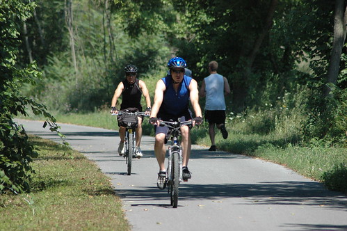 Photo of bikers and runners on Western Maryland Rail Trail
