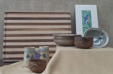 Items donated for the Empty Bowls auction.